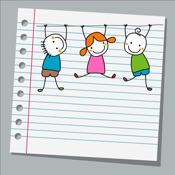 Notebook paper with kids vector material 03 - Secretaría virtual